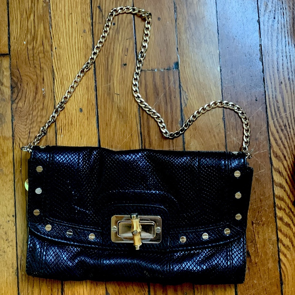 Milly Black embossed leather handbag